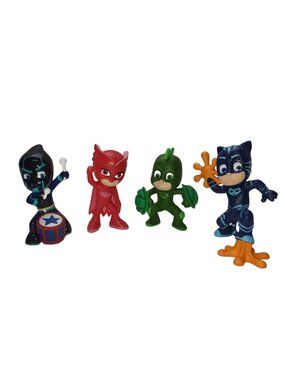 PJ Masks Catboy Owlette Ninja Gecko 4 pc Collectible Figures 3.5" Bundle NWOT